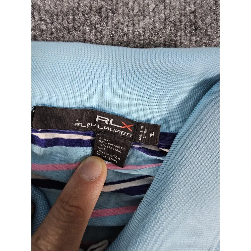 Ralph Lauren RLX Polo Shirt Mens Medium Striped Golf Performance Stretch